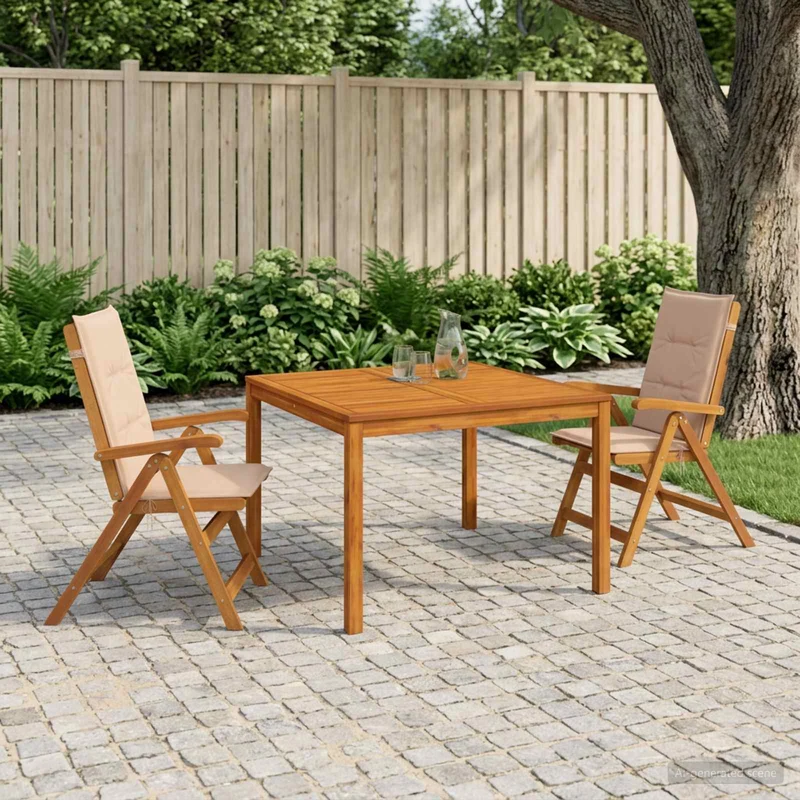 Garden Dining Set Natural Solid Acacia Wood