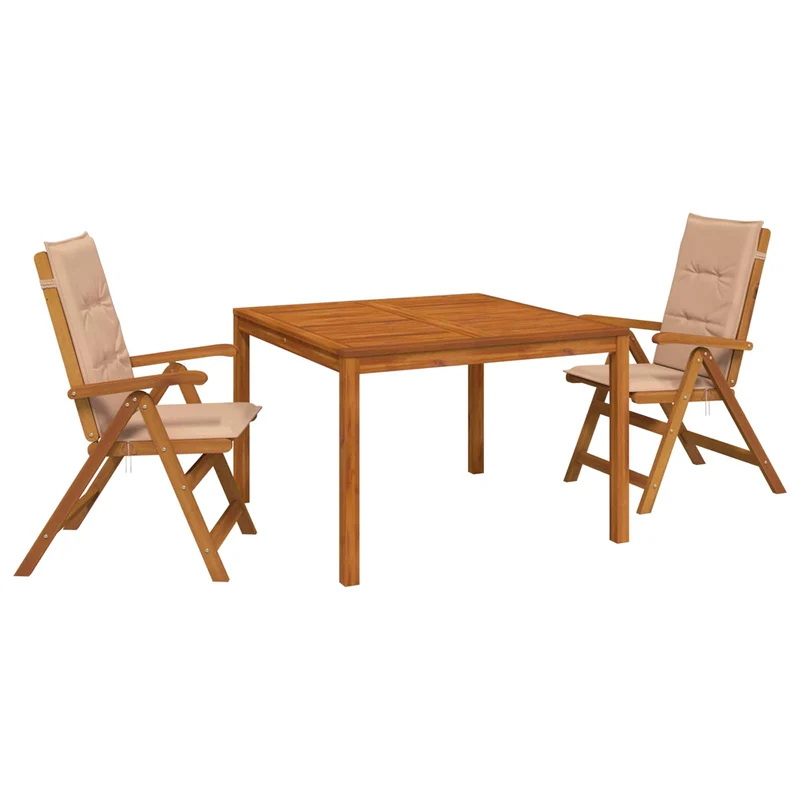 Garden Dining Set Natural Solid Acacia Wood
