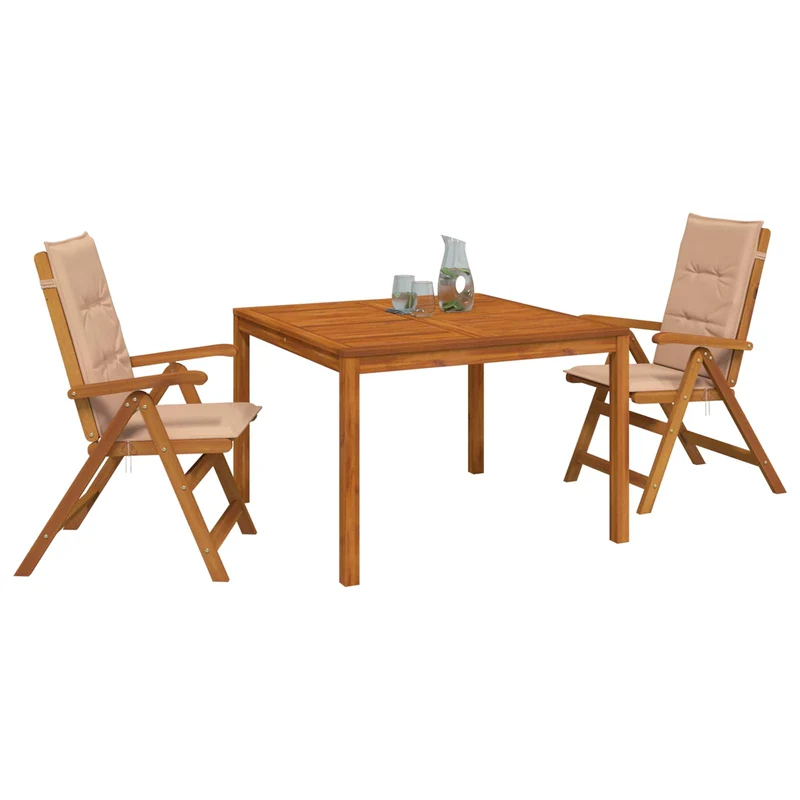 Garden Dining Set Natural Solid Acacia Wood