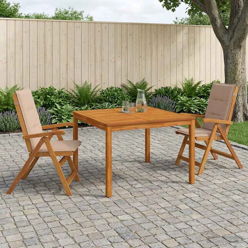 Garden Dining Set Natural Solid Acacia Wood