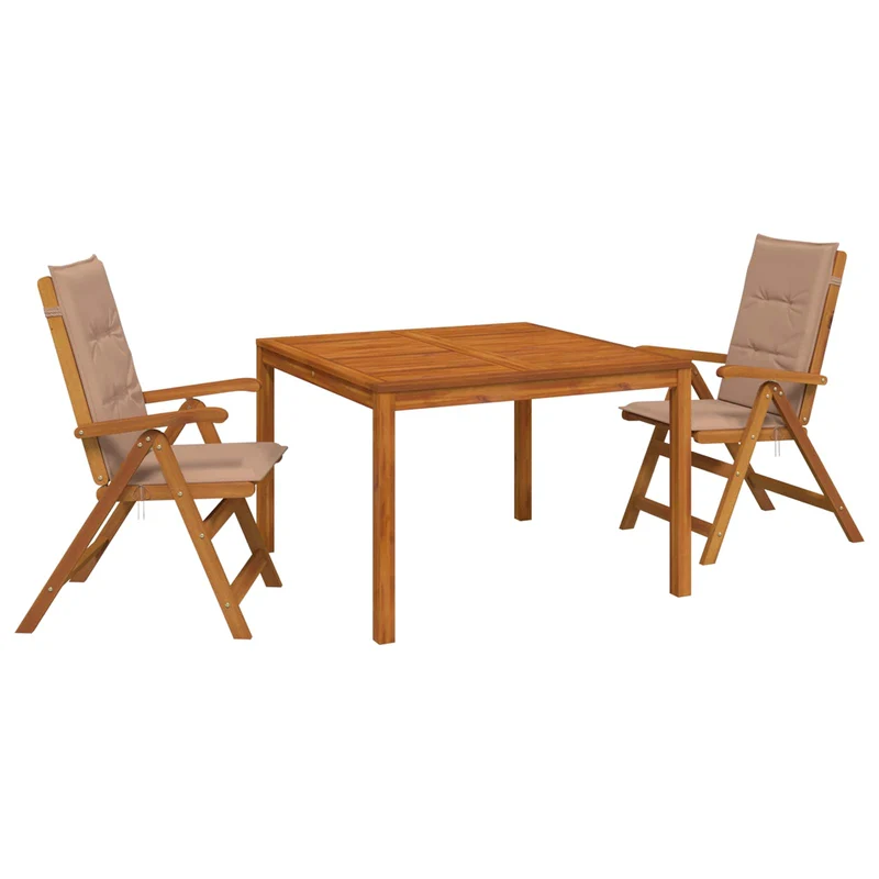 Garden Dining Set Natural Solid Acacia Wood