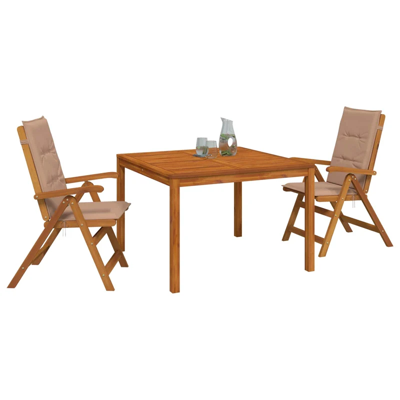 Garden Dining Set Natural Solid Acacia Wood