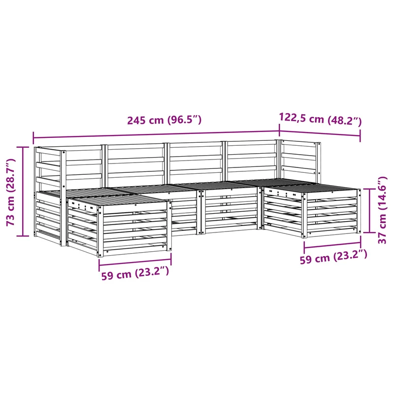 Outdoor Sofa Set 6 pcs White Solid Acacia Wood