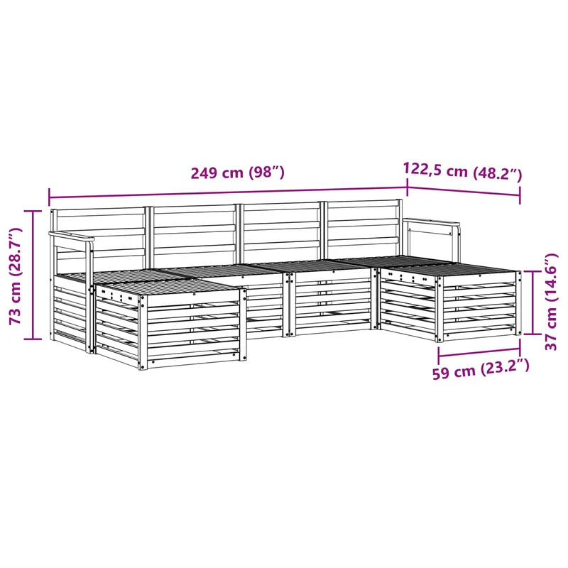 Outdoor Sofa Set 5 pcs White Solid Acacia Wood