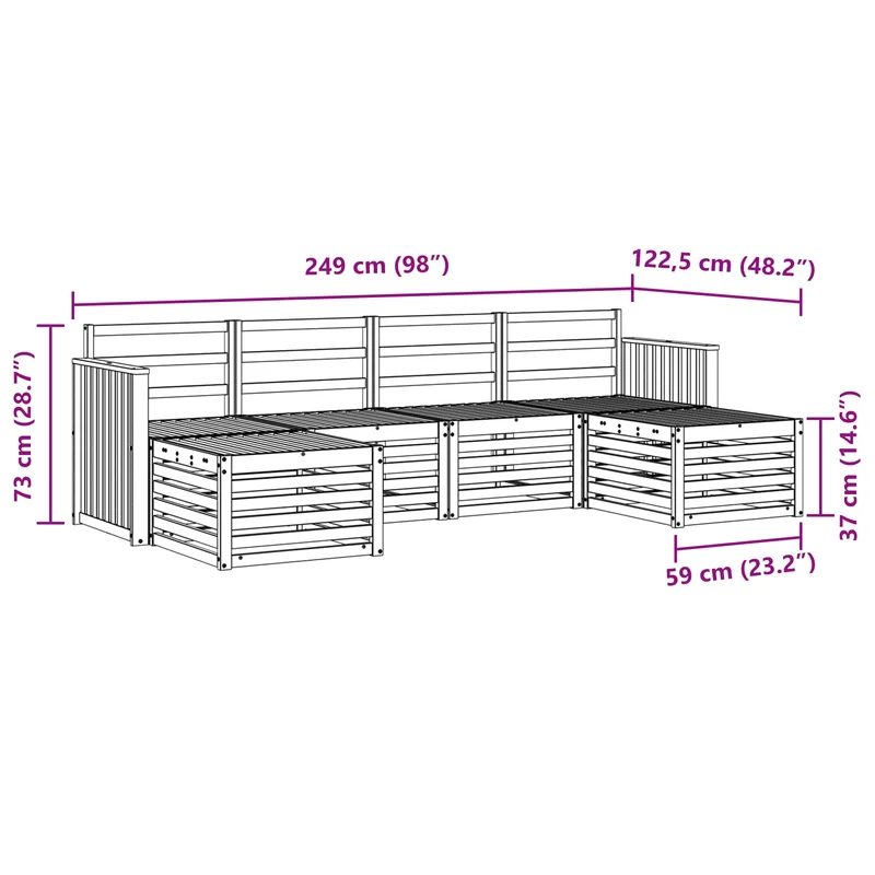 Outdoor Sofa Set 6 pcs White Solid Acacia Wood