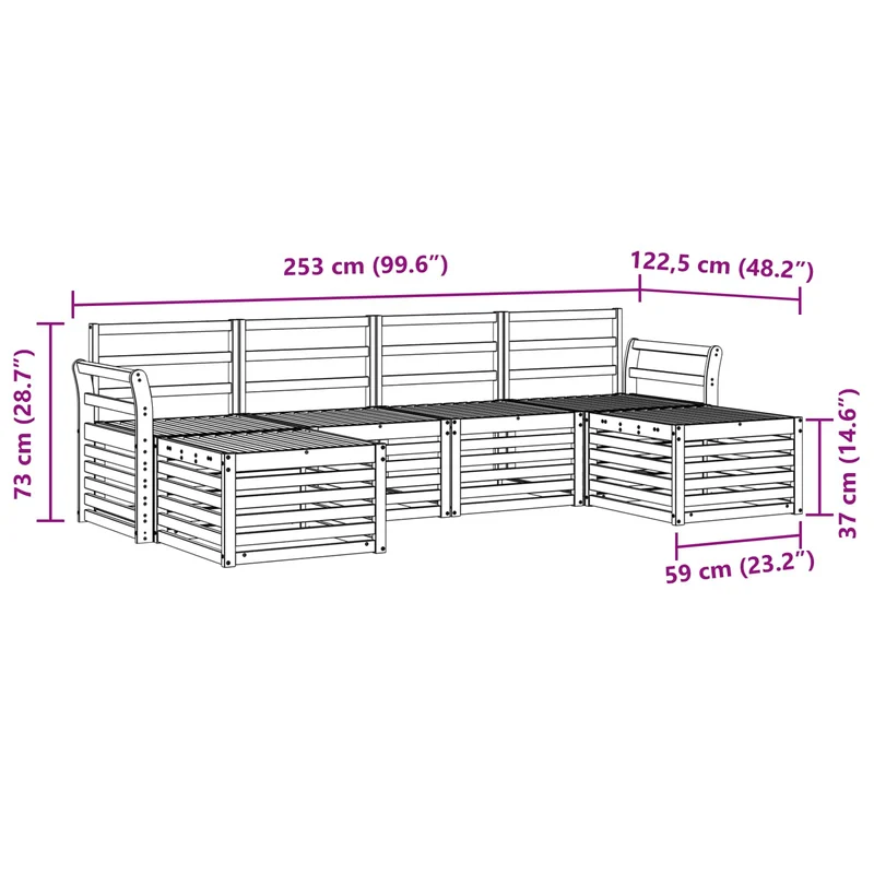 Outdoor Sofa Set 6 pcs White Solid Acacia Wood