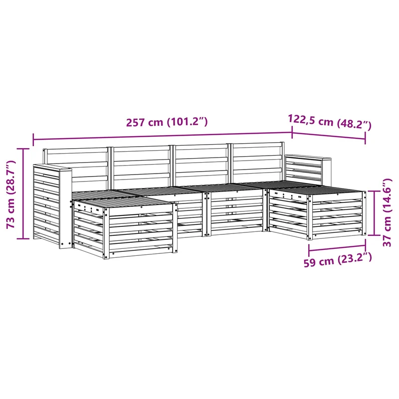 Outdoor Sofa Set 6 pcs White Solid Acacia Wood