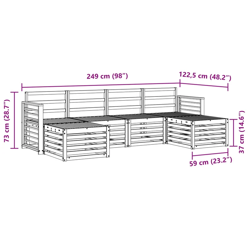 Outdoor Sofa Set 6 pcs White Solid Acacia Wood