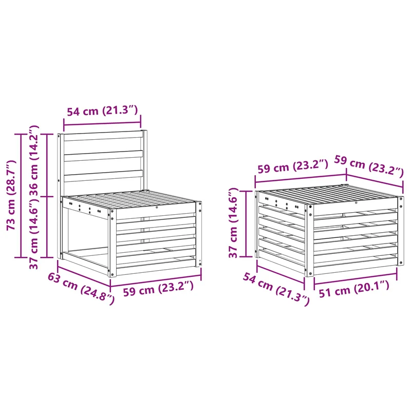 Outdoor Sofa Set 6 pcs White Solid Acacia Wood