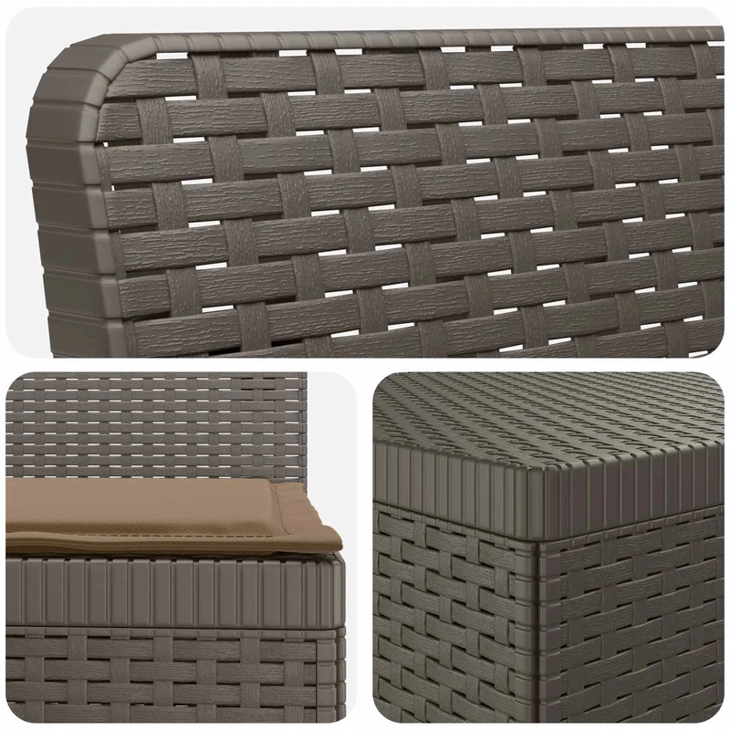 3-Seater Garden Sofa with Cushions Rattan Look PP Light Grey