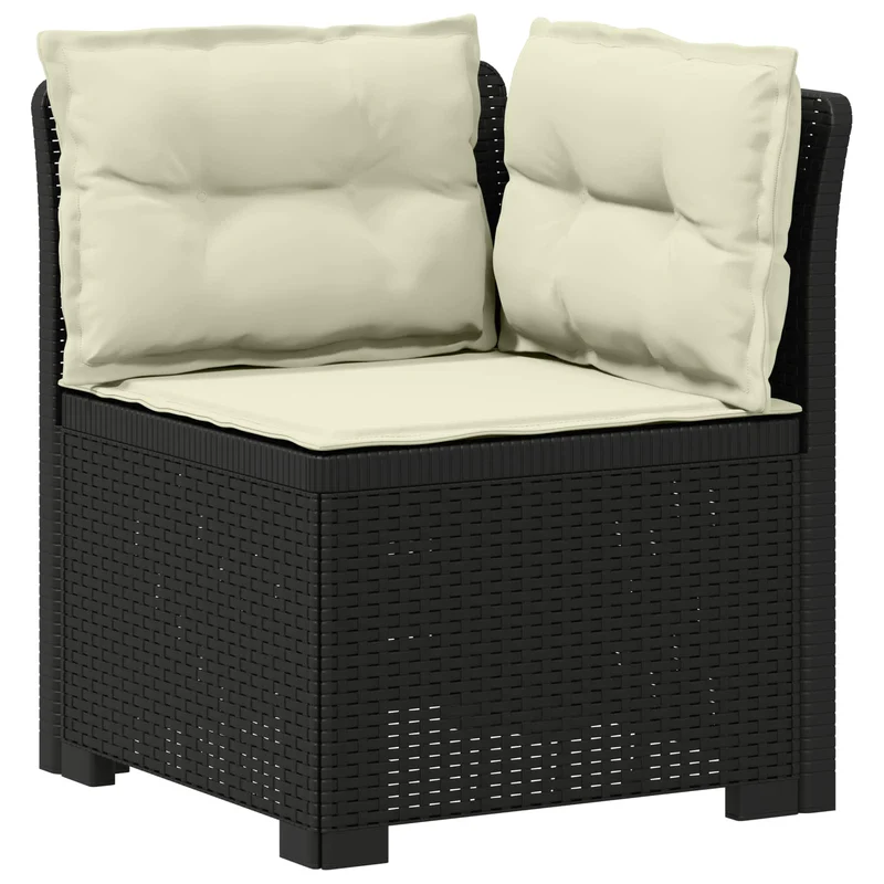 3-Seater Garden Sofa with Cushions Rattan Look PP Anthracite