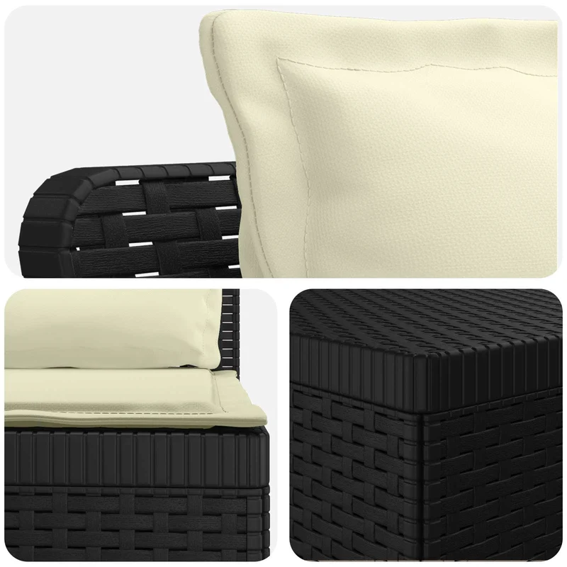 3-Seater Garden Sofa with Cushions Rattan Look PP Anthracite