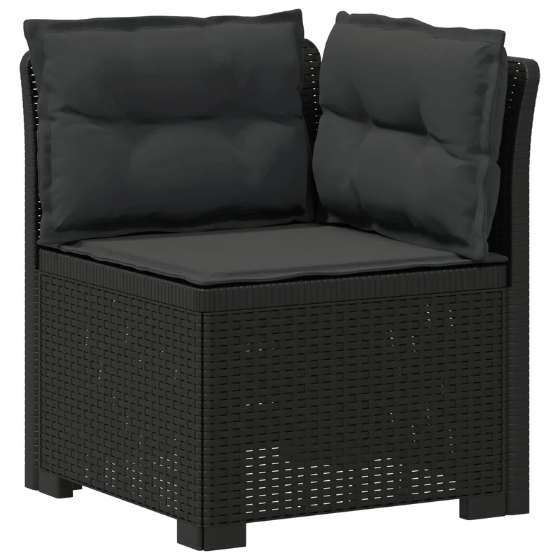 3-Seater Garden Sofa with Cushions Rattan Look PP Anthracite