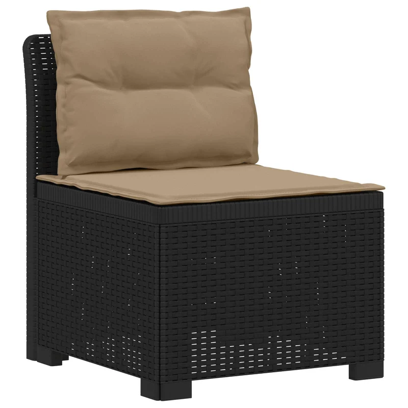3-Seater Garden Sofa with Cushions Rattan Look PP Anthracite