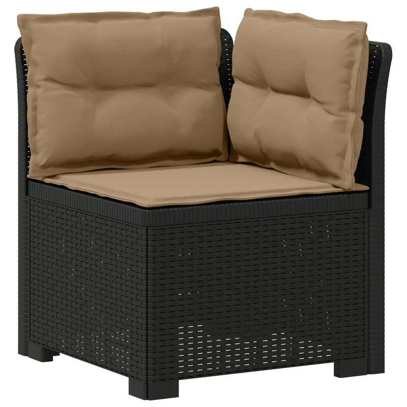 3-Seater Garden Sofa with Cushions Rattan Look PP Anthracite