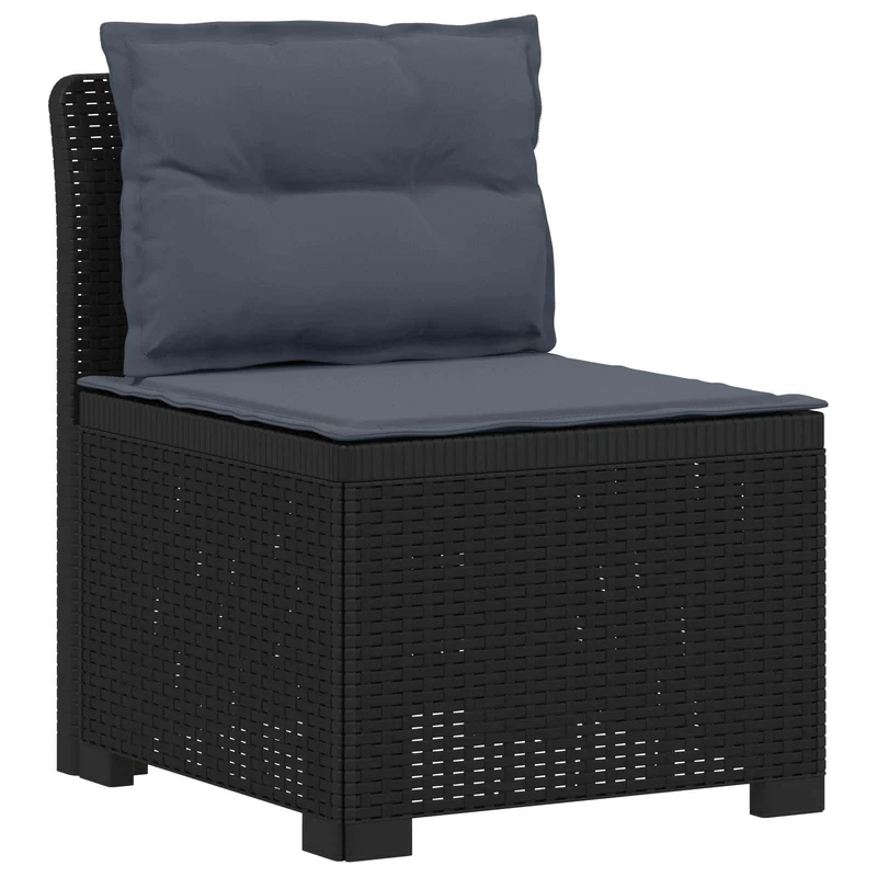 3-Seater Garden Sofa with Cushions Rattan Look PP Anthracite