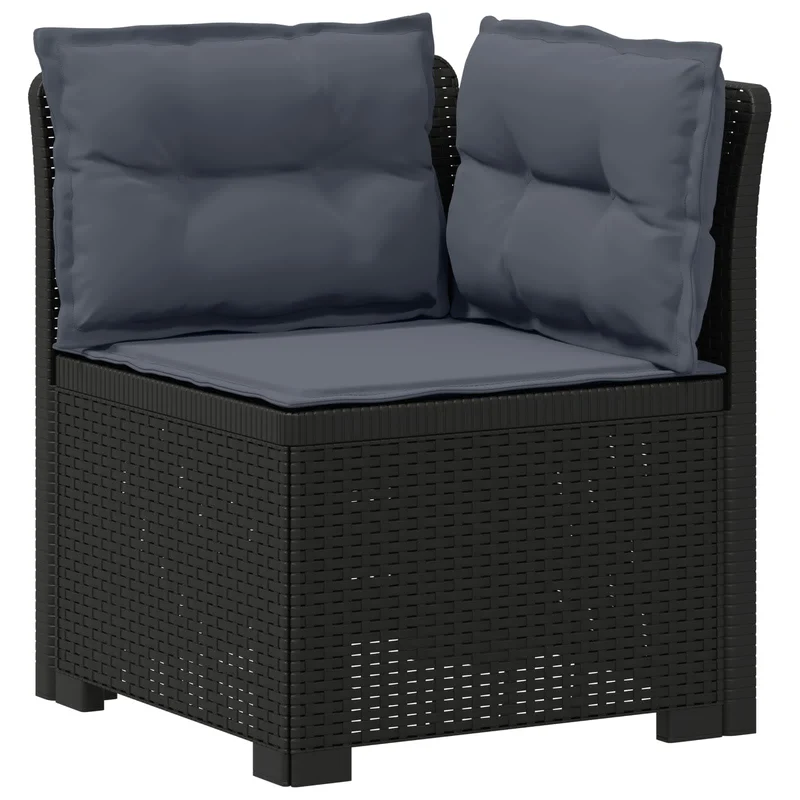 3-Seater Garden Sofa with Cushions Rattan Look PP Anthracite