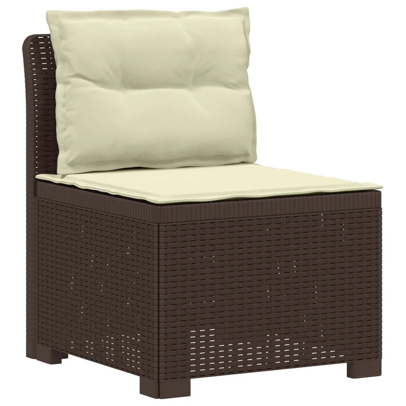 3-Seater Garden Sofa with Cushions Rattan Look PP Brown
