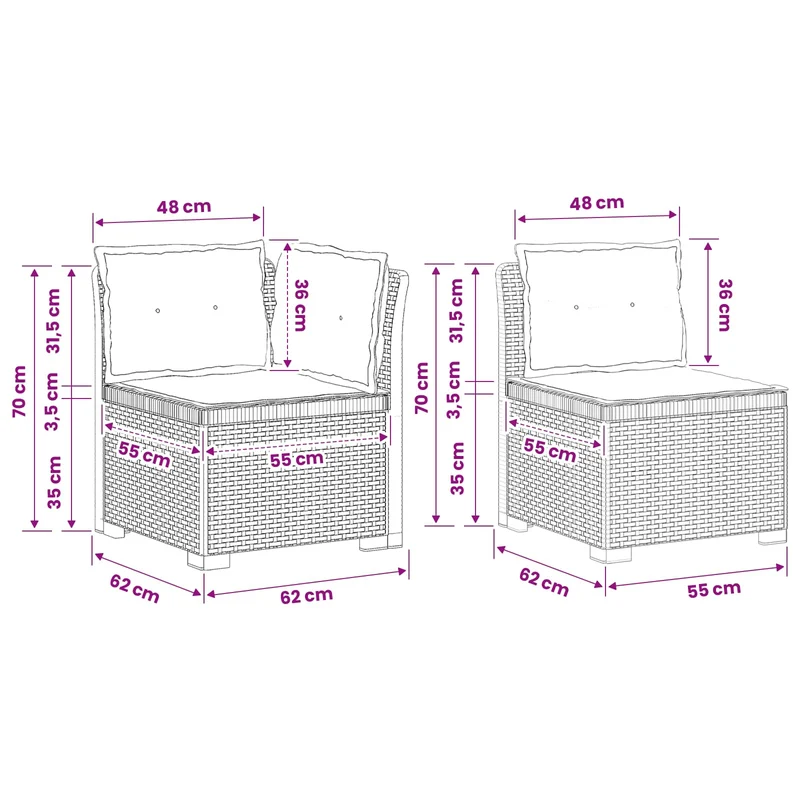 3-Seater Garden Sofa with Cushions Rattan Look PP Brown