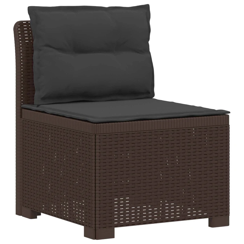 3-Seater Garden Sofa with Cushions Rattan Look PP Brown