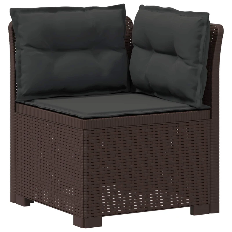 3-Seater Garden Sofa with Cushions Rattan Look PP Brown