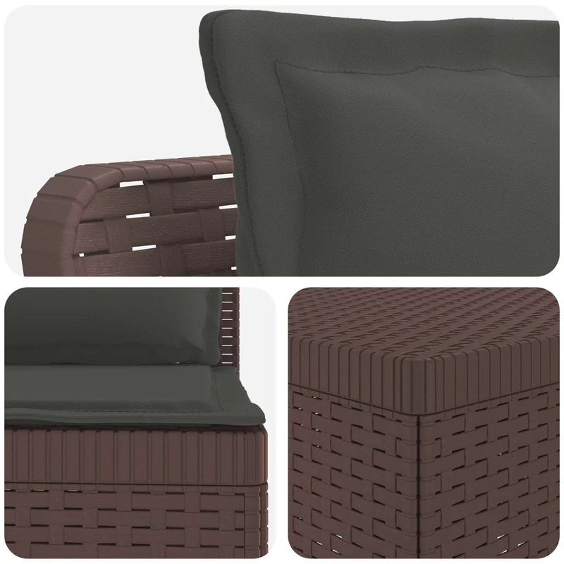 3-Seater Garden Sofa with Cushions Rattan Look PP Brown