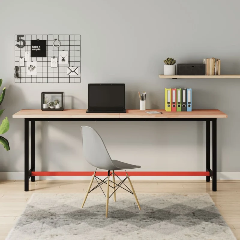 Workbench 200x55x81,5 cm Solid Wood Beech and Metal