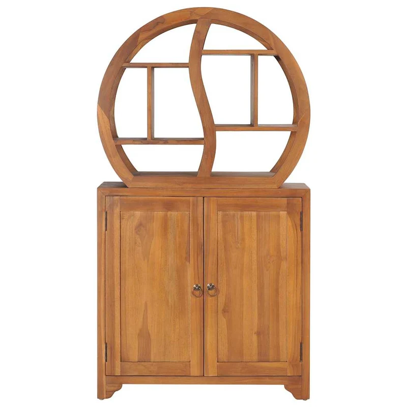 320774 vidaXL Cabinet with Yin Yang Shelf 70x30x130 cm Solid Teak Wood