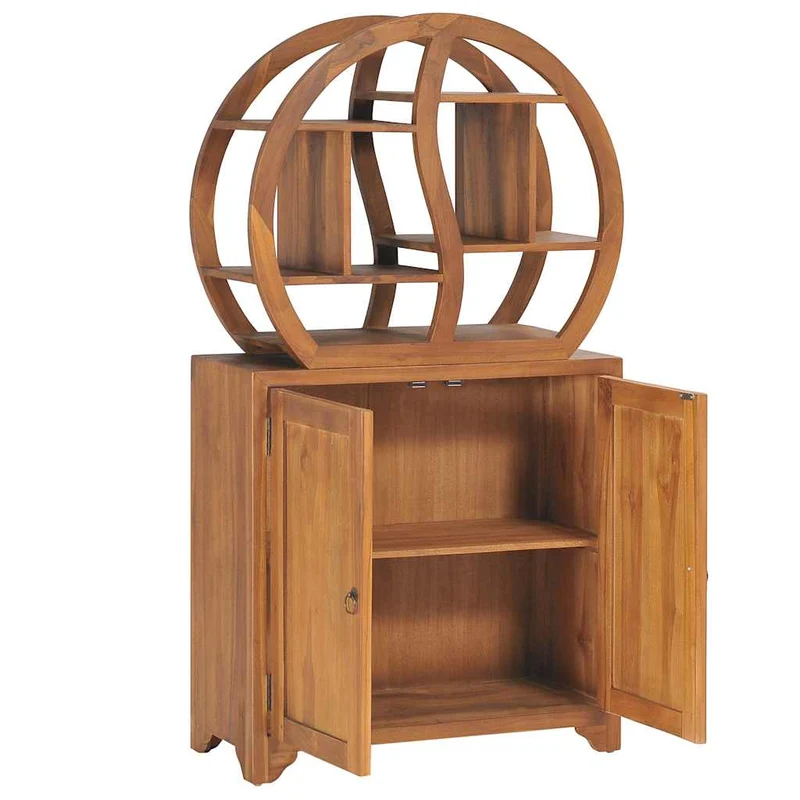 320774 vidaXL Cabinet with Yin Yang Shelf 70x30x130 cm Solid Teak Wood