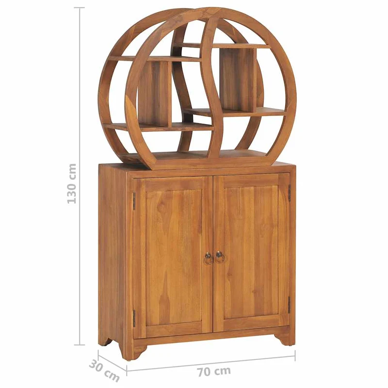 320774 vidaXL Cabinet with Yin Yang Shelf 70x30x130 cm Solid Teak Wood