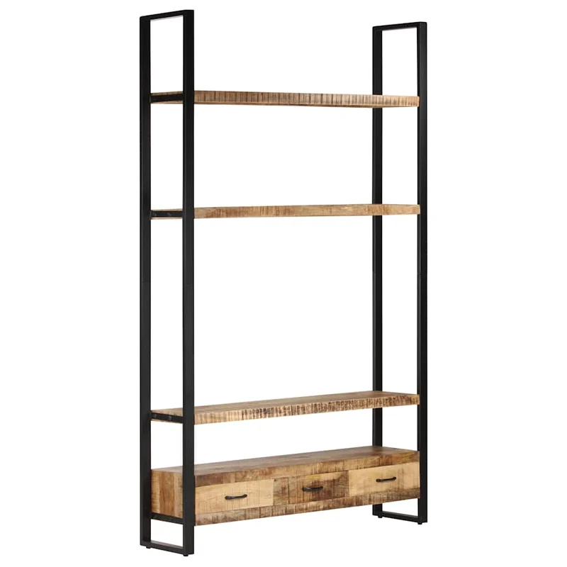 321052 vidaXL Bookshelf 118x30x200 cm Solid Rough Mango Wood