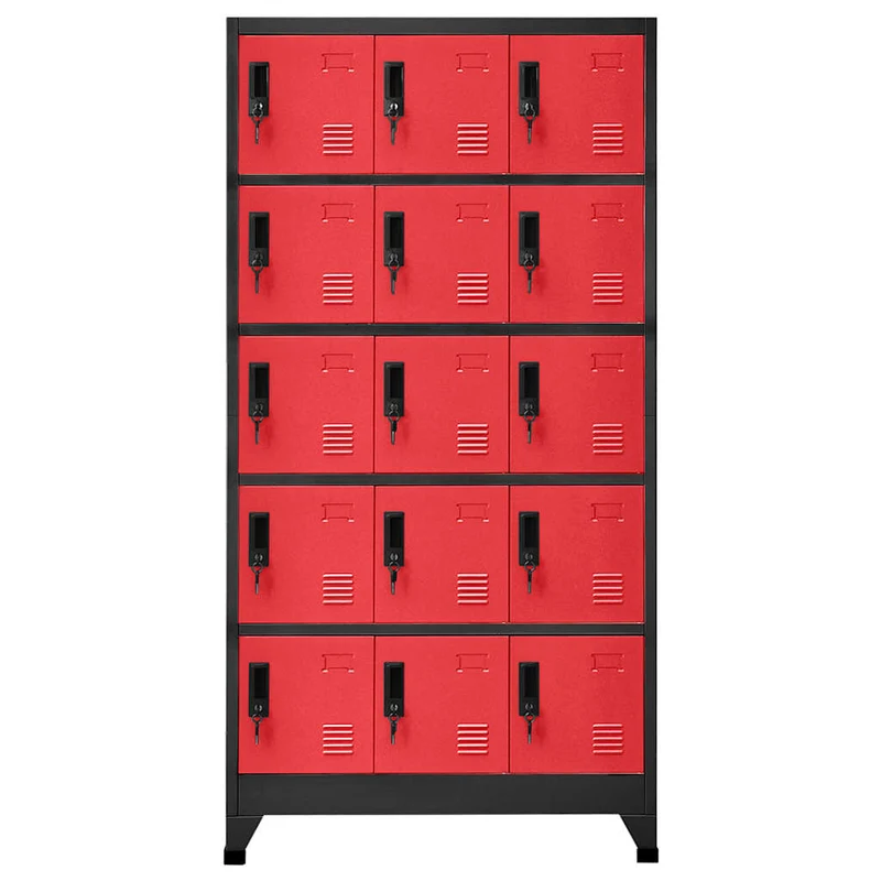Locker Cabinet Anthracite and Red 90x40x180 cm Steel