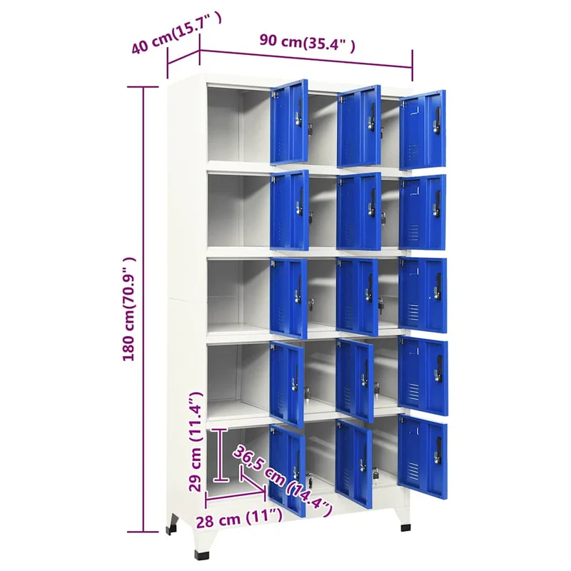 Locker Cabinet Grey and Blue 90x40x180 cm Steel