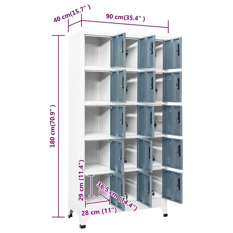 Locker Cabinet Light Grey and Dark Grey 90x40x180 cm Steel