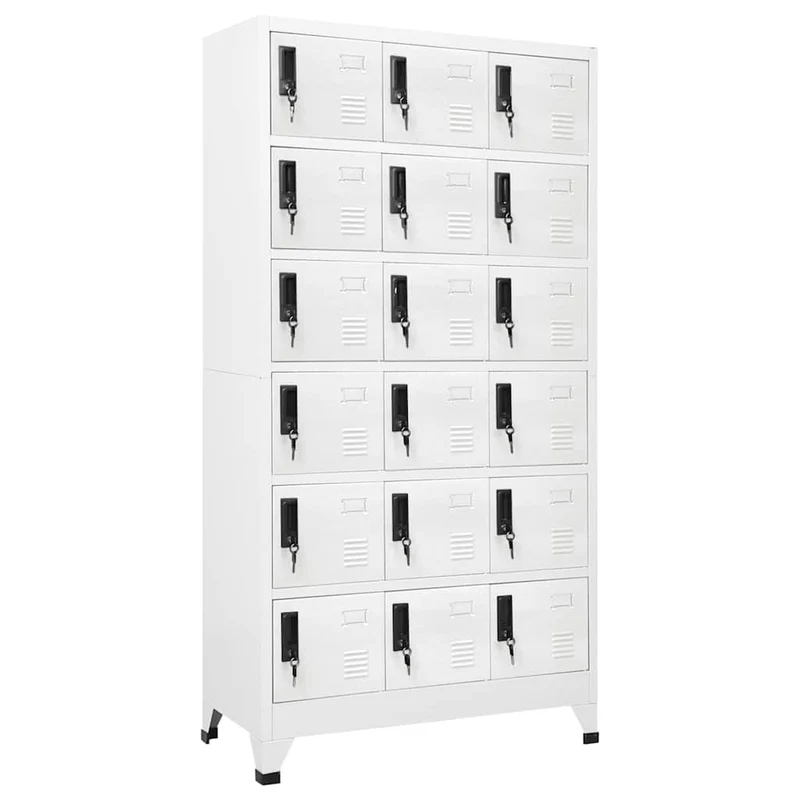 Locker Cabinet White 90x40x180 cm Steel