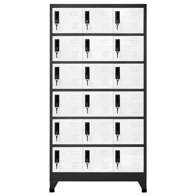 Locker Cabinet Anthracite and White 90x40x180 cm Steel