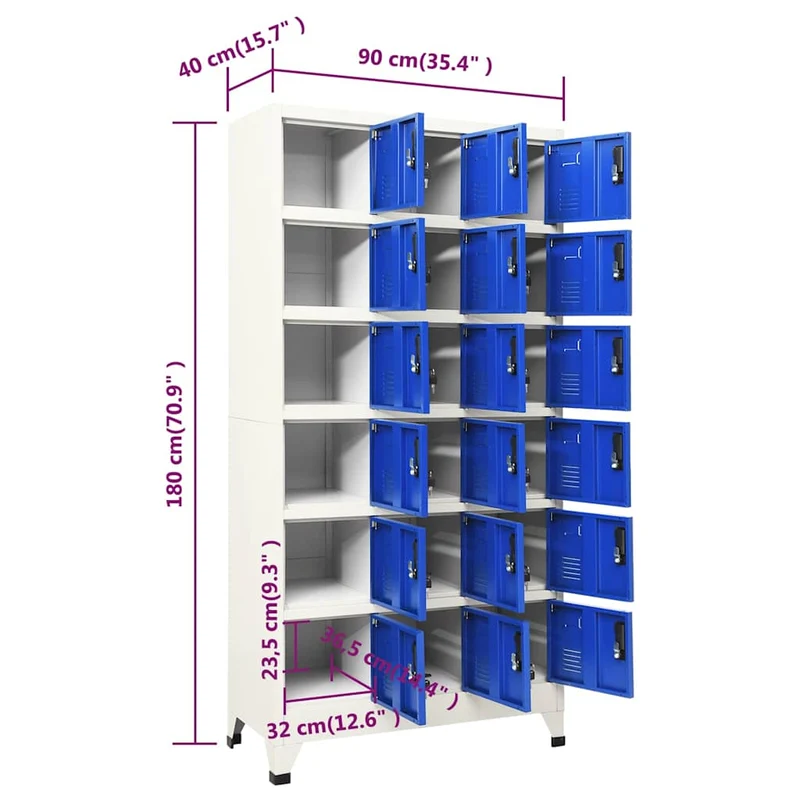 Locker Cabinet Grey and Blue 90x40x180 cm Steel