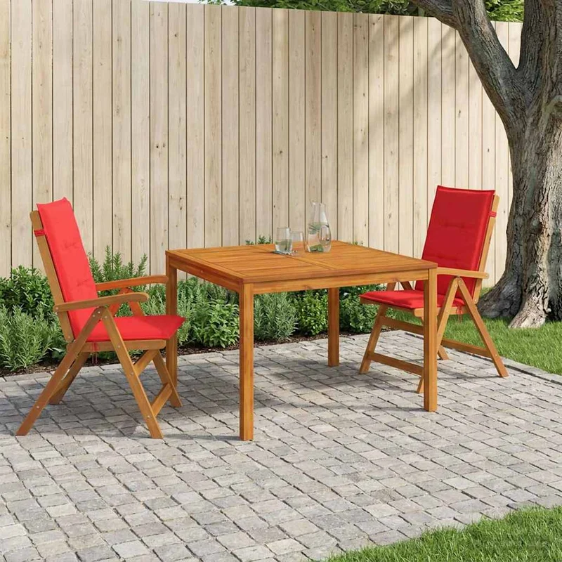 Garden Dining Set Natural Solid Acacia Wood