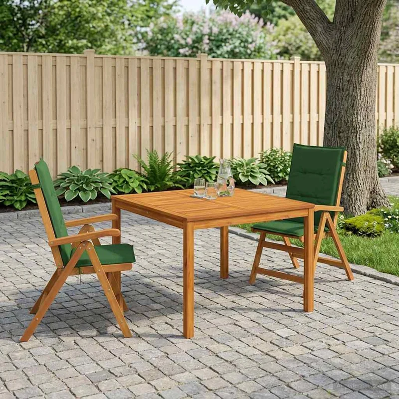Garden Dining Set Natural Solid Acacia Wood