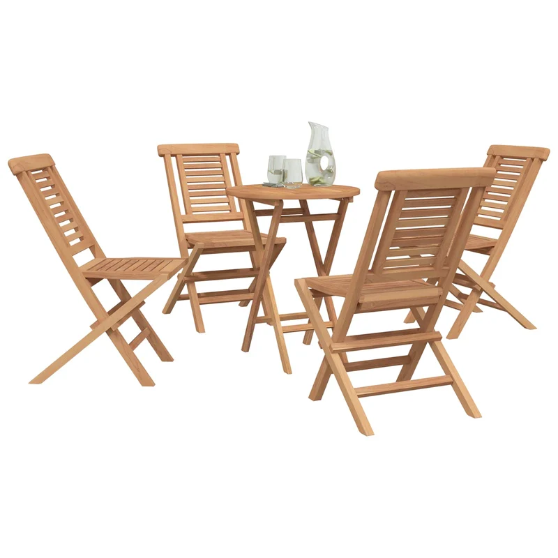 Garden Set 5 pcs Brown Soild Teak Wood