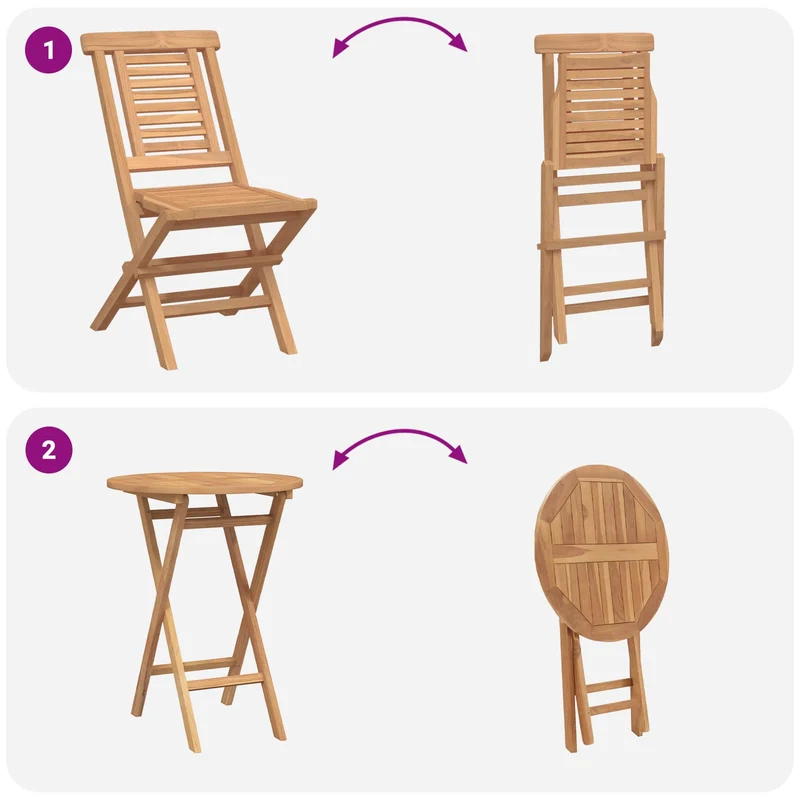 Garden Set 5 pcs Brown Soild Teak Wood