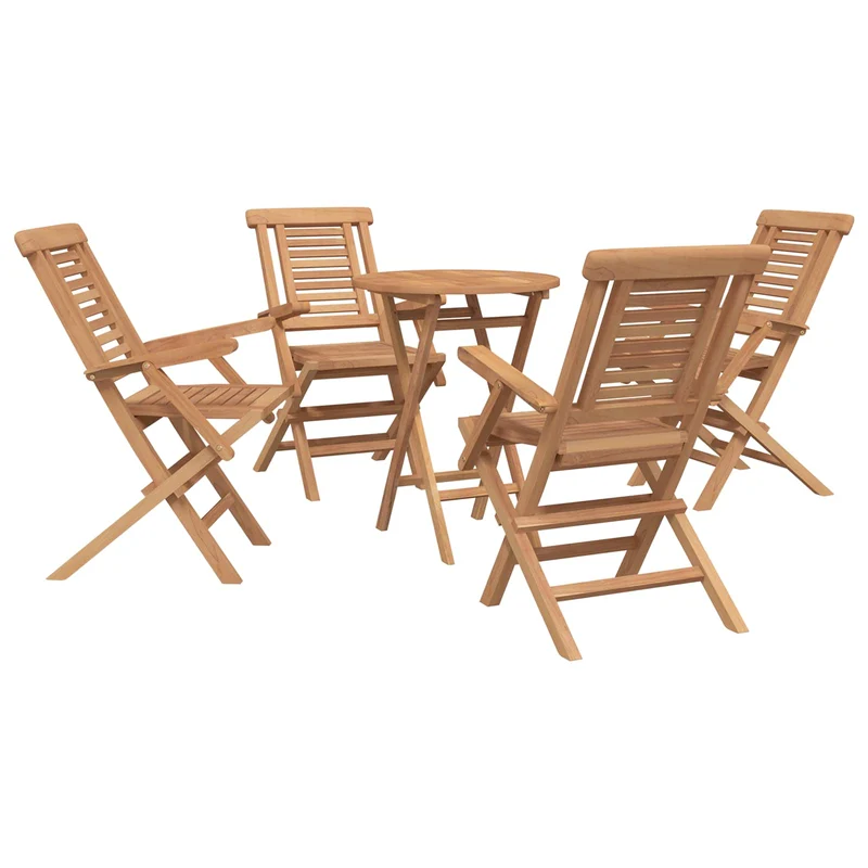 Garden Set 5 pcs Brown Soild Teak Wood