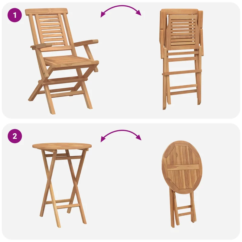 Garden Set 5 pcs Brown Soild Teak Wood