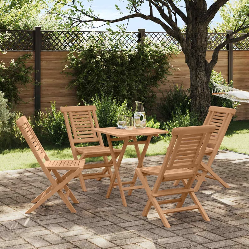 Garden Set 5 pcs Brown Soild Teak Wood
