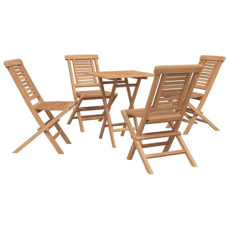 Garden Set 5 pcs Brown Soild Teak Wood