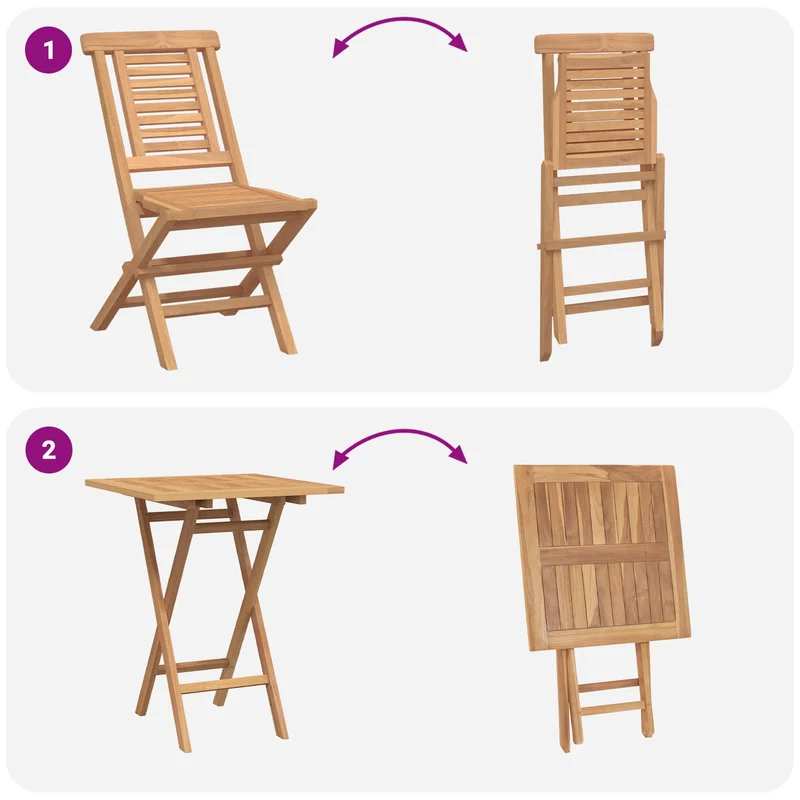 Garden Set 5 pcs Brown Soild Teak Wood