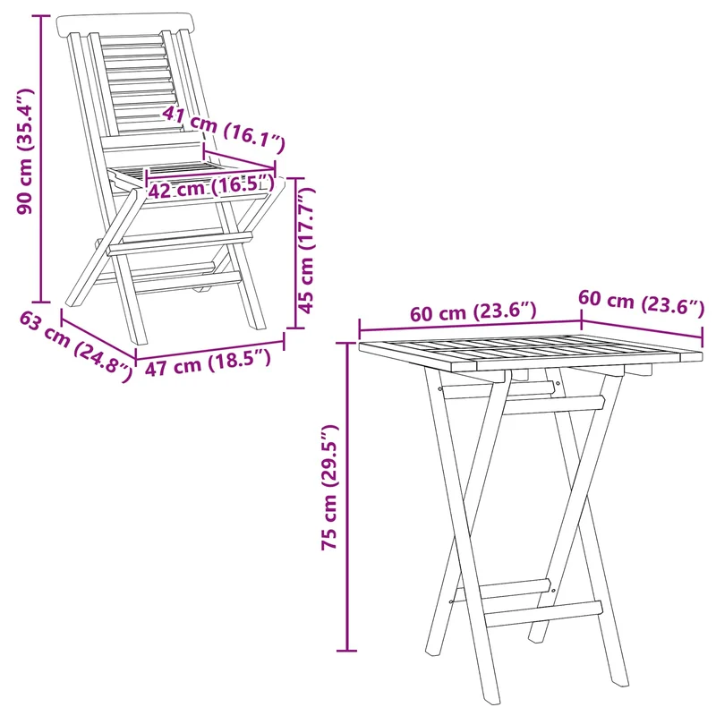 Garden Set 5 pcs Brown Soild Teak Wood