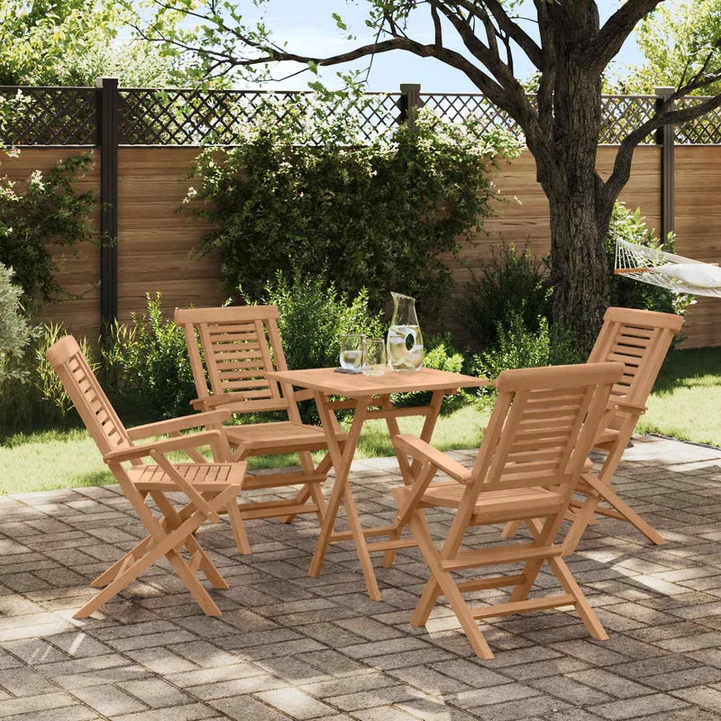 Garden Set 5 pcs Brown Soild Teak Wood