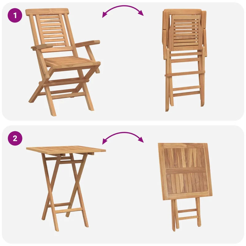 Garden Set 5 pcs Brown Soild Teak Wood