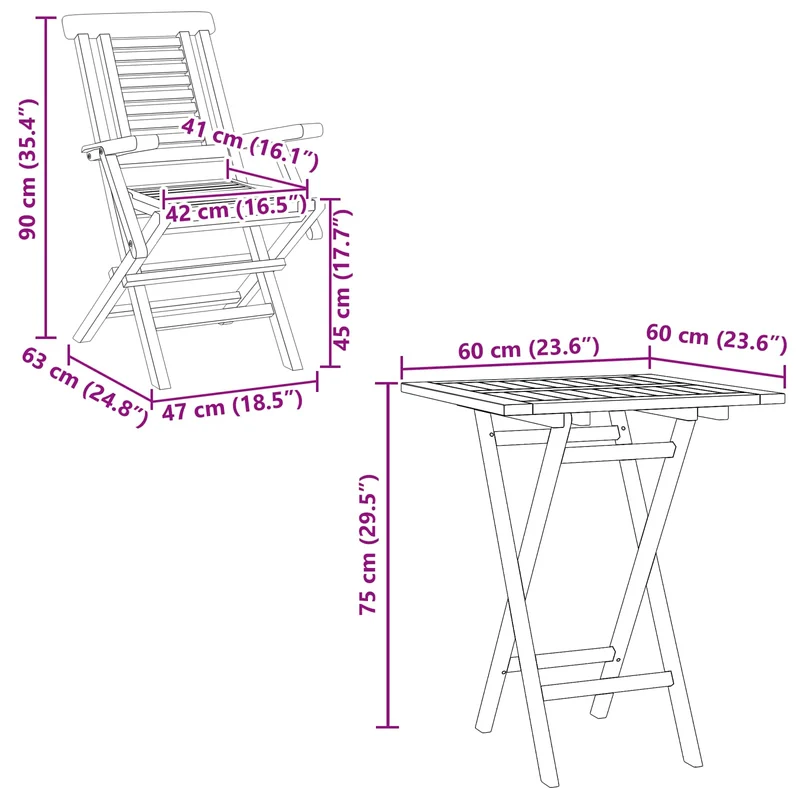 Garden Set 5 pcs Brown Soild Teak Wood